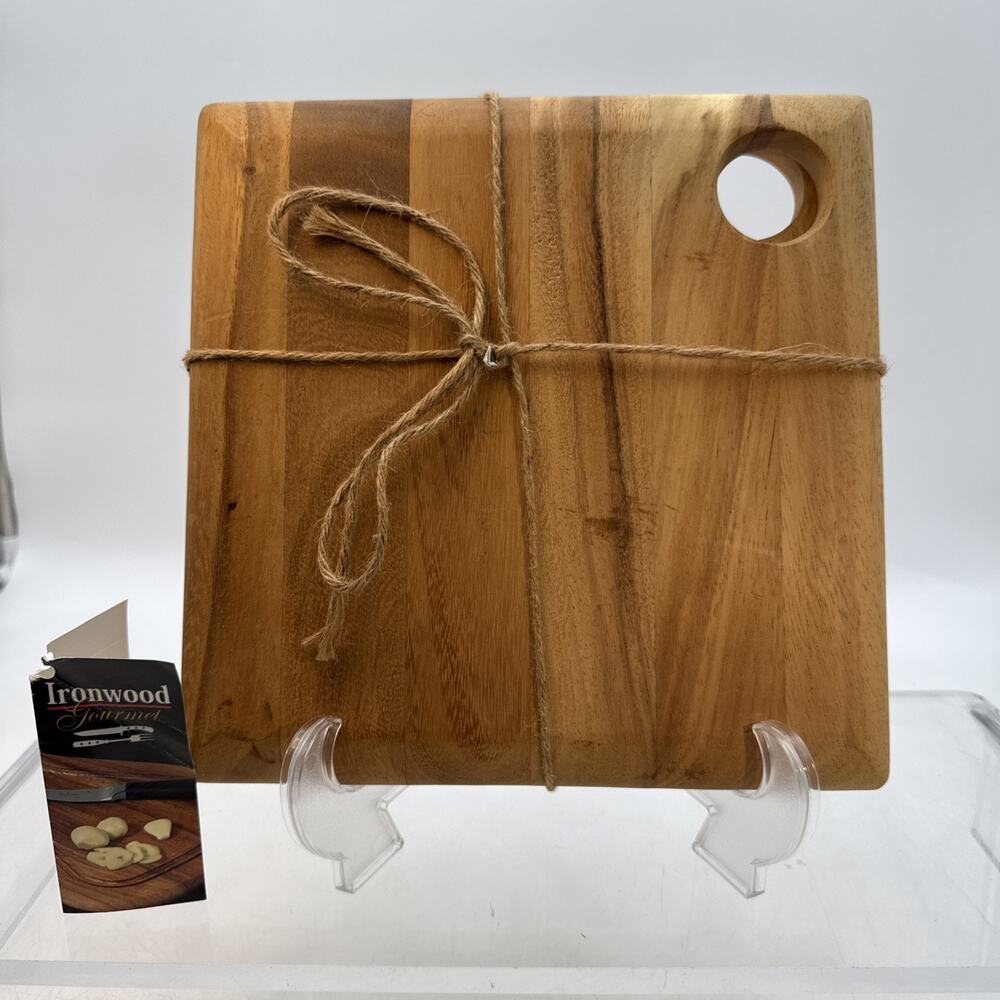 Ironwood Gourmet Board Set, Acacia Wood, 2-Piece, 10” X 10” New